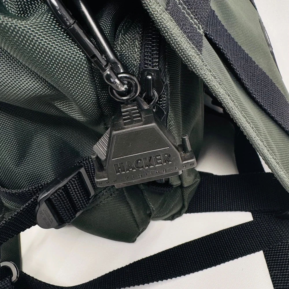 Kipling Hacker Green Nylon Flap Drawstring‎ Backpack Bag